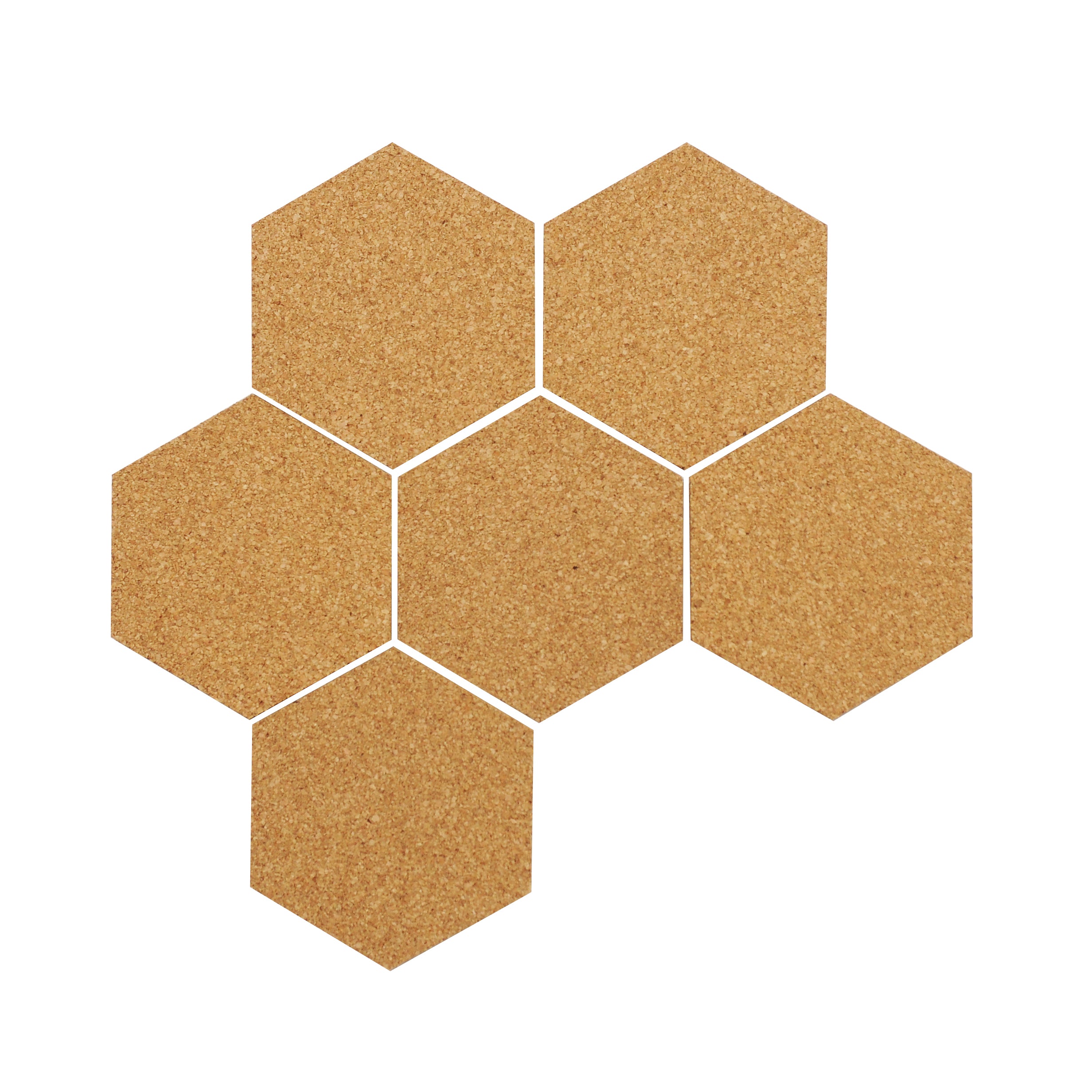 Adhesive Hexagon Thick Cork Board Wall Tiles - 290mm x 250mm - 10mm Th